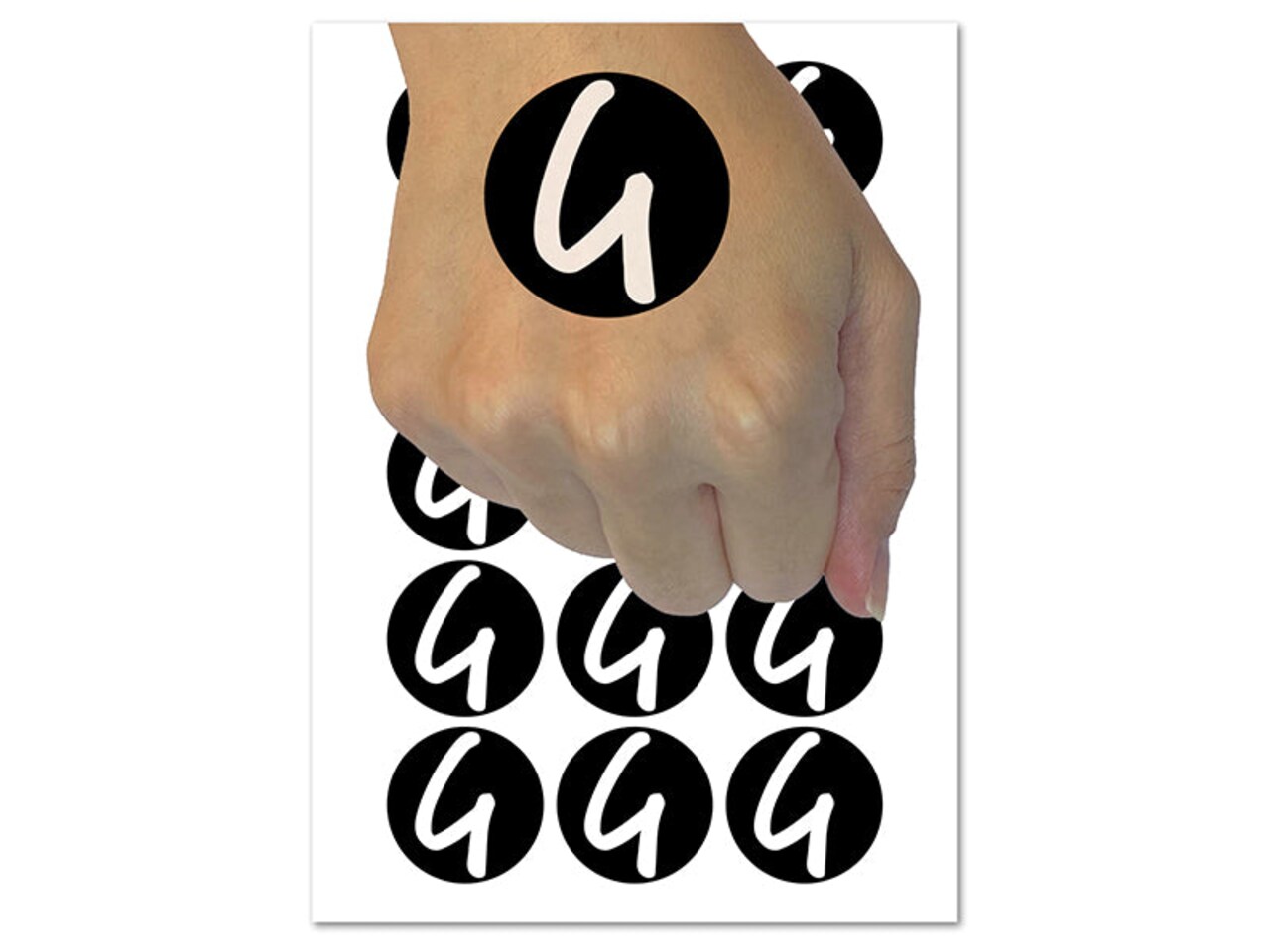 Letter G Uppercase Felt Marker Font Temporary Tattoo Water Resistant Fake Body Art Set Collection (1 Sheet)